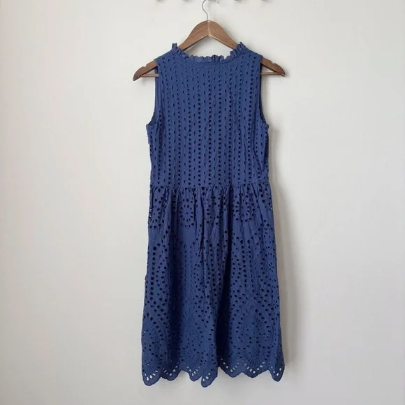 Sundance Promise Eyelet Ruffle Dress Small Blue - Picture 5 of 9